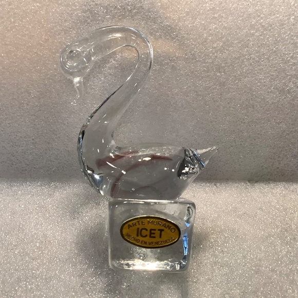 Vintage Arte Murano ICET Swan Figurine Blown Glass Paperweight Venezuela - Picture 9 of 12